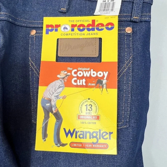Wrangler Jeans Mens 38x38 Blue Pro Rodeo Competition MWZ Cowboy Cut Denim NWT - Picture 3 of 9